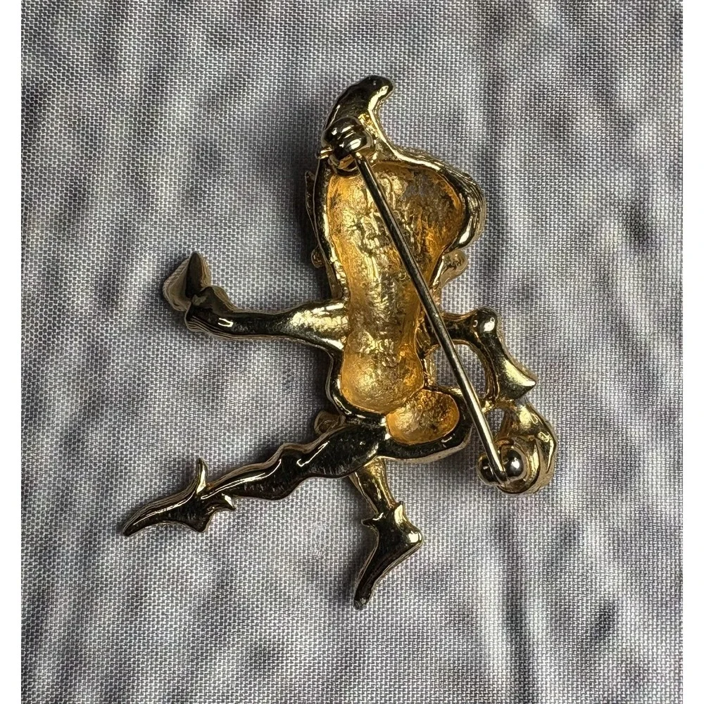 VTG Marcel Boucher Elf Leprechaun Brooch Pin Pearl Green Rhinestone Eyes 7458